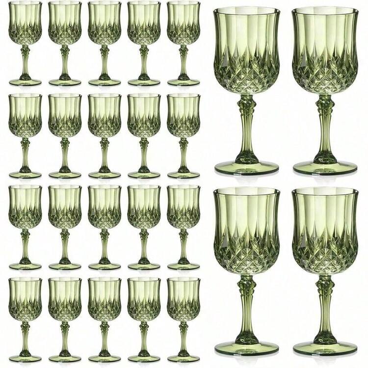 7oz Reusable Wine Glasses, 1/12 Set, Vintage Style Champagne Flutes, Crystal Water Cups, Sturdy Handled Unbreakable Cups For Parties, Weddings, Toasting - Baby Blue - View 11