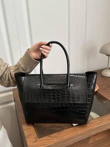 Large-Capacity Stylish And Simple Retro-Style Daily Shoulder Bag, 2026 New Model, Simple Women's Commuter Bag - Black - View 4