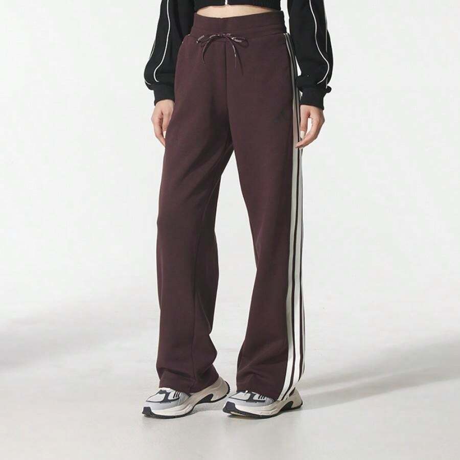 Adidas Women's Knit Drawstring Waist Sweatpants, Straight Leg Casual Pants For Daily & Outdoor Wear - Dark Brown - View 1