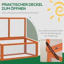 Cold Frame Greenhouse With Cover, Weatherproof, Made Of Wood And Polycarbonate, Orange, 90 X 46 X 40 Cm - Burnt Orange - View 6