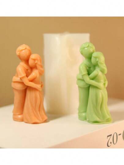 1pc Valentine's Day Couple Hugging Candle Silicone Mold, DIY Wax, Plaster, Decoration Silicone Mold