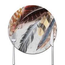 双面防滑PU隔热垫桌垫耐热餐垫饮料杯垫厨房餐具沥水垫可水洗桌面垫适用于节日用餐和厨房餐桌羽毛图案 - 白色 - 查看 9