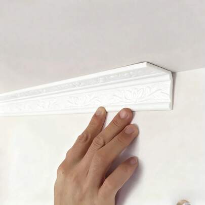 1条90.55 x 3.14英寸柔性泡沫装饰条，可移除自粘3D装饰壁纸边框，泡沫饰边，易于移除和重复使用的墙面装饰饰边，适用于墙角和天花板踢脚线