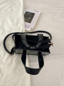 New Casual Women's Handbag, Korean Fashion One Shoulder Crossbody Bag, Large Capacity Chic Minimalist Tote - Black - View 9