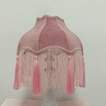 优雅公主灯罩，复古蓝/粉/橙/黑丝绒流苏灯罩，流苏装饰灯罩（仅灯罩，不含灯座） - 粉紅色流蘇公主燈罩 - 查看 7