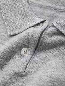 Women's Casual Summer Outfits Polo Collar Button Knit Sweater Short Sleeve Top Vacation - Grey - View 3