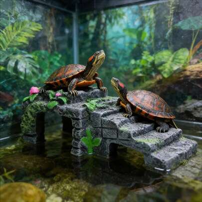 Plataforma de escalada para tortugas, túnel de árbol hueco y cueva decorativa, adecuada para acuarios y peceras - Proporciona refugio oculto para peces, camarones y tortugas - Accesorios decorativos duraderos para peces betta, peces de colores, camarones, tortugas, lugar de ocultación para mascotas pequeñas, madera a la deriva artificial para el paisajismo del acuario y pecera