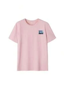 Women's Summer Personalized Letter Printed Pattern Round Neck-Shirt Fashionable And Versatile Women's Half Sleeve Small Shirt With Van Gogh Starry Print. Graphic Tees Women Pink Top White Top Black Top - 粉色 - 查看 4