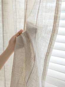 1件装现代亚麻薄纱窗帘 - 日式亚麻风格，杆袋式设计，适用于客厅和卧室 - 透光轻薄窗帘，客厅窗帘，卧室窗帘 - 彩色 - 查看 2