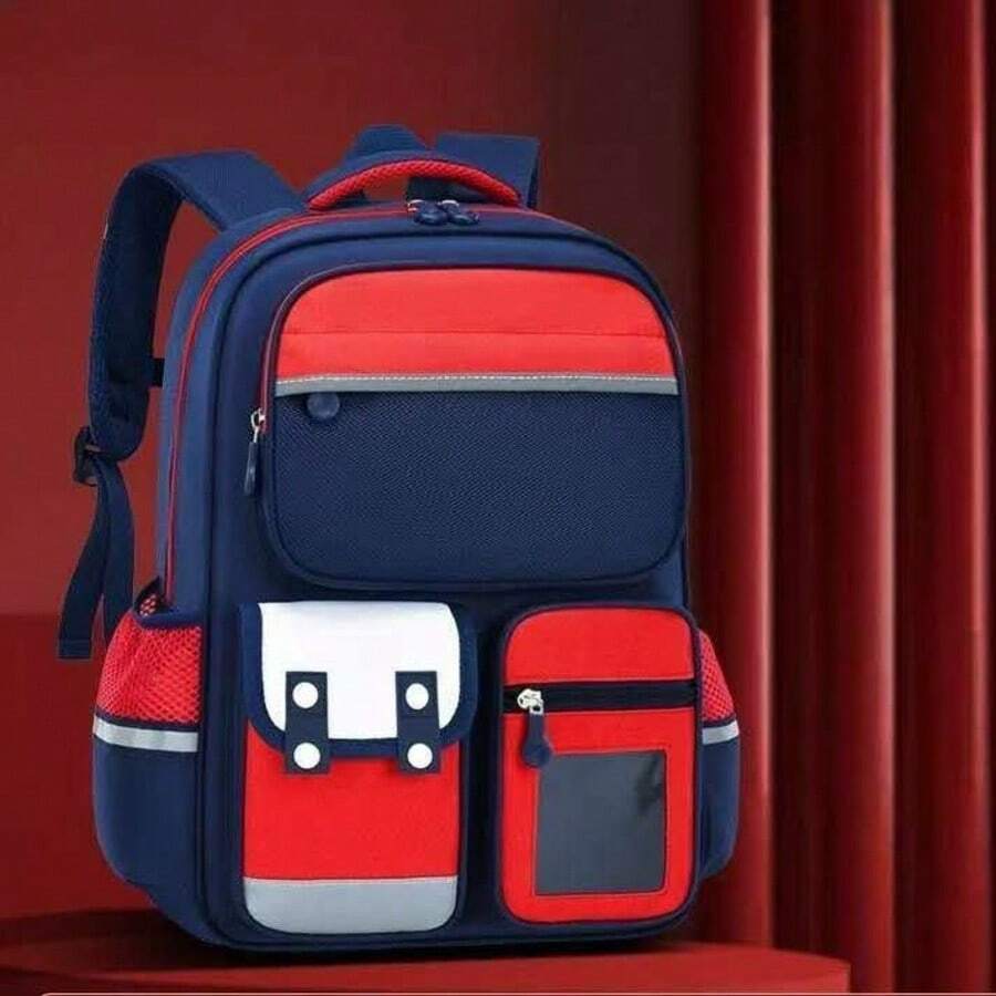 Unisex Children's School Backpack - Orthopedic And Ergonomic - Lightweight, Durable, With Multiple Compartments - 紅色 - 查看 1