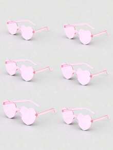 1pcs Heart Shaped Party Glasses, Colorful Candy Heart Rimless Glasses, Festival Accessories, Unisex Heart Photo Booth Glasses, Mother's Day, Graduation, Party, Valentine's Day, Wedding - Red + Pink - View 6