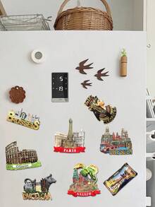 1pc Colorful Painted Magnetic Fridge Sticker, Souvenir Craft Magnetic Sticker For Travel Destinations, Scenic Spot Travel Fridge Magnet - View 5