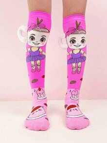 1双儿童过膝袜，可爱咖啡杯图案，3D咖啡杯装饰，趣味十足，四季皆宜，是节日礼物、儿童派对、情人节、复活节、节假日、户外和日常穿着的理想选择。 - 淺粉色 - 查看 4