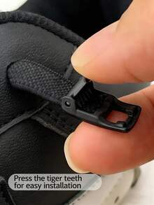 No-Tie Shoelaces With Buckle, White Polyester Material, Unisex Shoe Accessories Suitable For Sports Shoes, Casual Shoes, White Shoes, Basketball Shoes, Running Shoes Etc., Summer Shoe Accessories Gift,Shoe Rack,Storage Saver,Outdoor,Garden,Travel Essential,Portable,Beach Essential,Graduation Season,Commencement,Graduation Ceremony,Graduation Gift,Graduation Present,Graduation Gift,Graduation Present,Congrats Grad,Congratulations Graduate,Valedictorian,Finish School,Graduation Party - Black - View 9