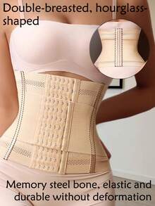 可调节束腰带，带扣设计，女士束腰塑形衣，收腹塑形服 - 杏色 - 查看 7