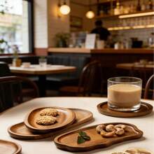 Einzigartige asymmetrische Holztabletts, asymmetrisches Design, geeignet für Kaltplatten, Käse, Obst, Sushi und Heimdekoration - massive Holz Lebensmittel Präsentationstabletts, ideal für Zuhause, Restaurant und Outdoor Camping, Servierplatten, Küchenutensilien, perfektes Einweihungs- oder Neujahrgeschenk, geeignet für verschiedene Anlässe, ganzjährig - Braun - Übersicht 3