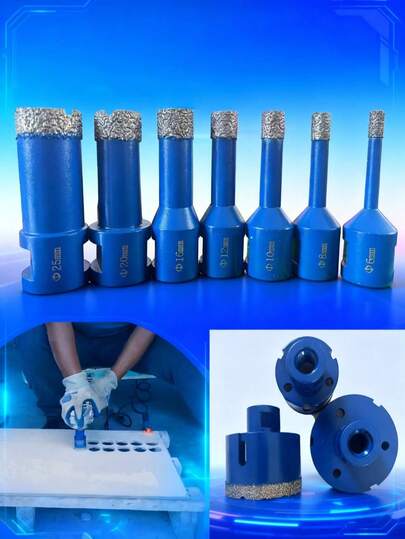 14mm Threaded Joint Brazed Diamond Drill Bit, Used For Stone Drilling, Tile Drilling, Rock Slab Drilling, Stove Drilling, Glass Drilling, 6MM-68MM Drilling Diameter Multiple Commonly Used Sizes, Small-Sized Wax Cooling Process, Continuous Operation Without Deformation, Uniform Welding Sand At High Speed Without Shaking, Easy Feeding