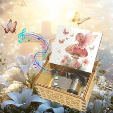 Fairy Mushroom Hand Crank Music Box - Wooden No Battery Musical Box Plays Melody For Girls Kids Birthday Gift - Fairy Mushroom Music Box - View 3
