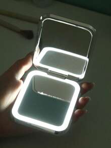 250mAh wiederaufladbarer LED faltbarer Schminkspiegel, tragbarer quadratischer beleuchteter Schminktisch-Spiegel, geeignet für Schminktisch, Badezimmer, Reisen und Handtasche, perfekter tragbarer Schminkspiegel für Damen, Teenager-Mädchen und Make-up-Liebhaber, auch ein tolles Geschenk zum Valentinstag und Geburtstag - Verschiedenfarbig - Übersicht 3