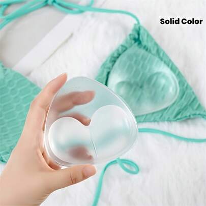 A Pair Of Silicone Triangular Bra Pads Enhancers - Elegant Solid Color, Hand Washable, Suitable For Swimwear And Bikinis, Non-Woven Fabric