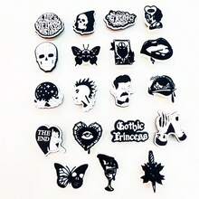 19 piezas de Encantos de zapatos con estilo gótico, hueco, excluyendo los zapatos - Blanco y Negro - Ver 6