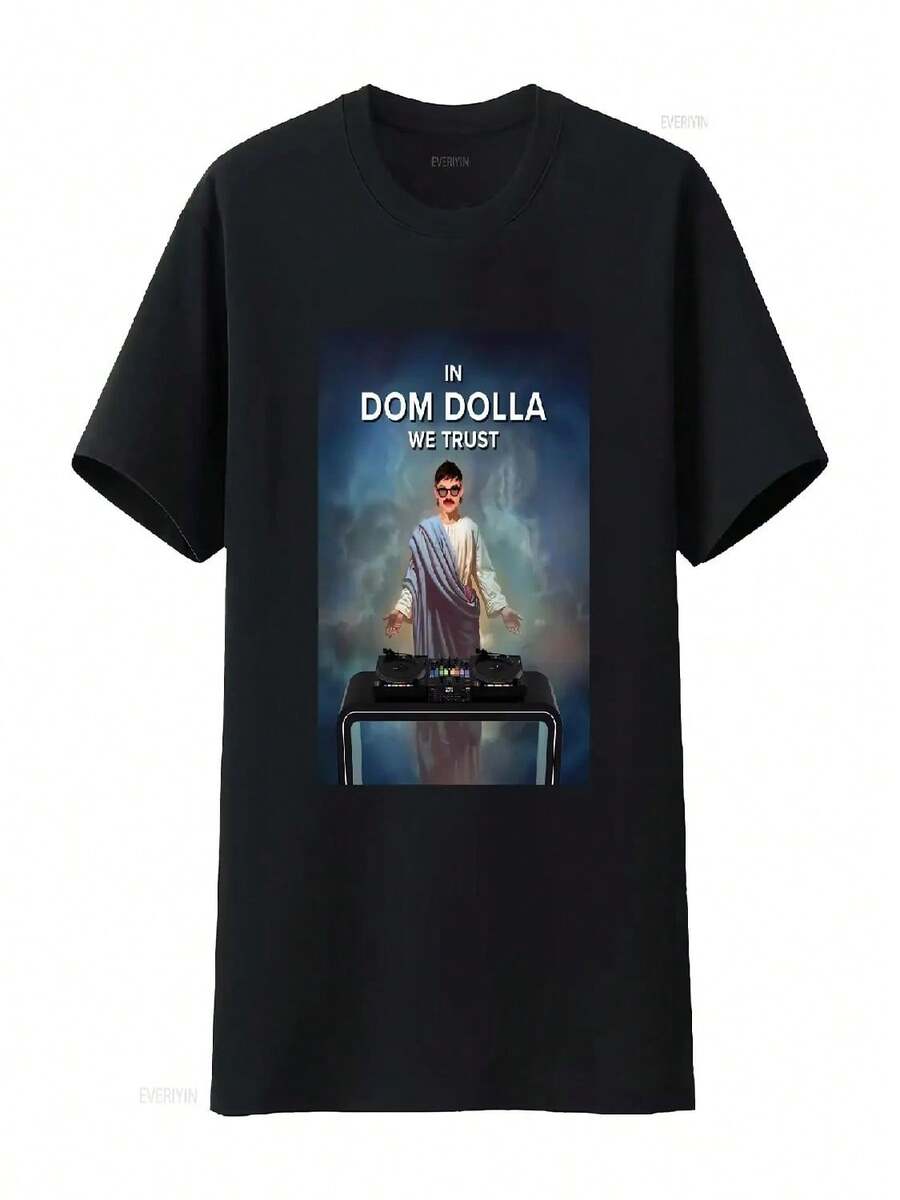 Dom Dolla T Shirt X In We Trust Funny Meme House Music Rave Dubstep Top Festival Merch Electronic Dance EDM Club Vintage - màu đen - Xem 1