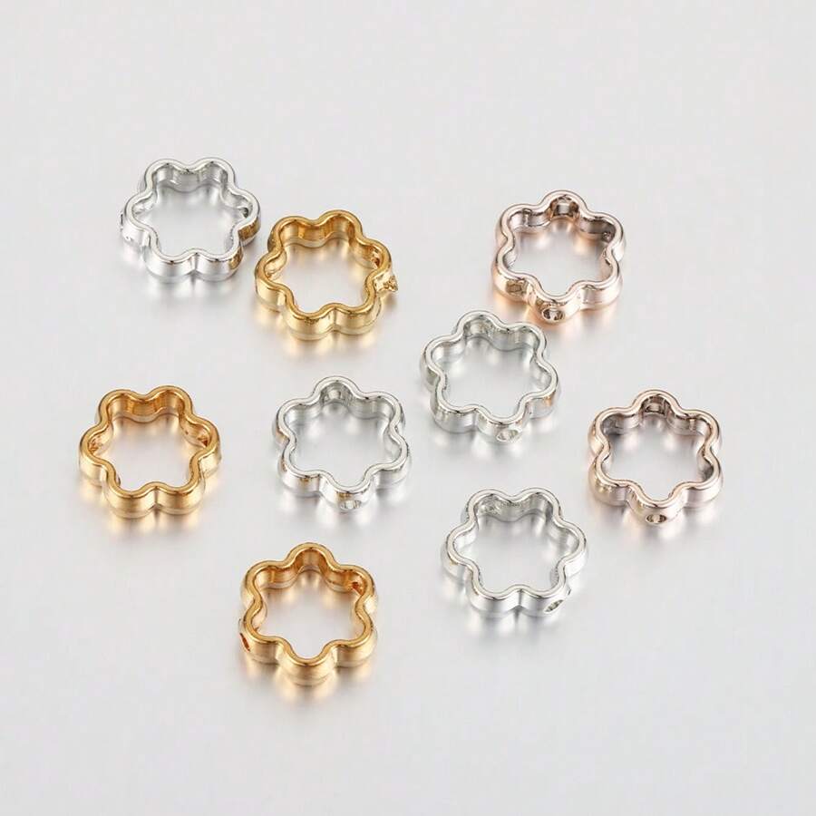 50pcs Hollow Flower Double Hole CCB Beads Frames, Suitable For DIY Jewelry Making And Decorating Handmade Accessories