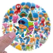 56PCS Pocoyo Decal Set, High-Quality Scrapbook Decals, Diary And Notebook Customization, Bumper And Skateboard Vinyl Decals, Water Bottle And Notebook Cartoon Adhesive Stickers, Helmet And Car Decal Collection, Mixed Cartoon Characters, Reusable, Irregularly Shaped Self-Adhesive Vinyl Decals - Multicolor - View 4