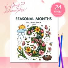 神奇数字：成人涂色书，包含不同季节和月份，共24页。适合作为生日礼物、返校礼物、复活节或狂欢节礼物、文具、母亲节礼物、复活节装饰品。 - 彩色 - 查看 16