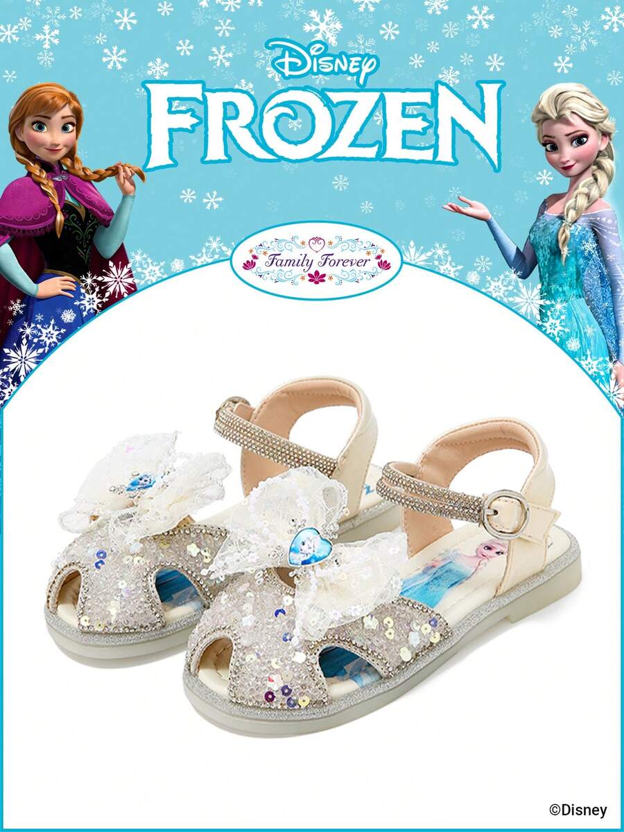 Disney Frozen Authorized Collaboration 1 Pair Children's Princess Sandals,  Princess Sandals, Anna Princess Sandals, Arendelle Princess Sandals, Suitable For Daily, Festival, Sports, Outdoor Wear, Comfortable, Non-Slip, Breathable - Beige - View 1