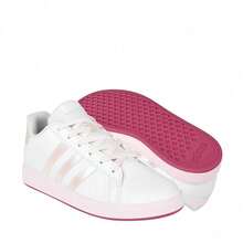 Adidas Grand Court Women's Tennis Shoes, Sporty, Casual, Urban, Comfortable, Faux Leather JR6096 - White And Pink - 白色和粉紅色 - 查看 1