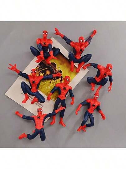 Marvel 7pcs/Set Spider Man Dolls, Avengers Superheroes, Car Decorations, Creative Doll Decorations, Desktop Car Decorations, Suitable For Birthday Gifts New Year's Gift, Valentine's Day Gift, Easter Gift.(Stochastic Style) ﻿