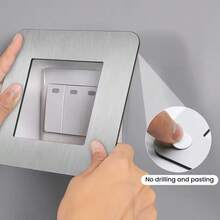 Bộ 1/2/4 tấm ốp công tắc vuông, bảo vệ công tắc bằng khung kim loại tự dính, không cần đấu dây, phù hợp với các công tắc tiêu chuẩn, miếng dán trang trí tường nhà, dễ dàng lắp đặt và tháo gỡ mà không gây hư hại. - A - Xem 1