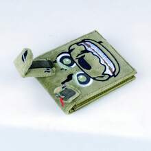 Billetera plegable de piel sintética 3D de alta calidad, portacartas de moda personalizado - Verde Oliva - Ver 3