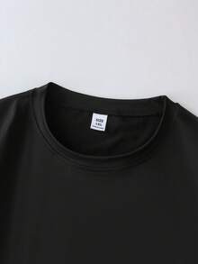 Áo thun đen dáng rộng dành cho nữ cỡ lớn in hình Mona Lisa và ly rượu vang, kiểu dáng thường ngày, thích hợp cho mùa hè. - màu đen - Xem 6