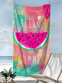 1pc Watermelon Splash-Proof Beach Towel - Quick Dry, Soft, Sand-Free Super Fiber, Suitable For Pool, Bathroom, Travel And Camping - Hello Summer Design, Fits Adults, Watermelon Decor - Multicolor - View 8