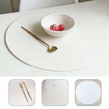 双面防滑PU隔热垫桌垫耐热餐垫饮料杯垫厨房餐具沥水垫可水洗桌面垫适用于节日用餐和厨房餐桌羽毛图案 - 白色 - 查看 4