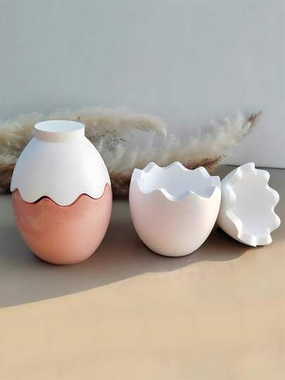 DIY Crafts 3D Breaking Eggshell Shaped Aromatherapy Candle Jar With Lid Silicone Mold Handmade Crystal Desktop Storage Box Epoxy Resin Drip Glue Mold Candlestick Plaster Crafts Home Decoration Gifts Mold