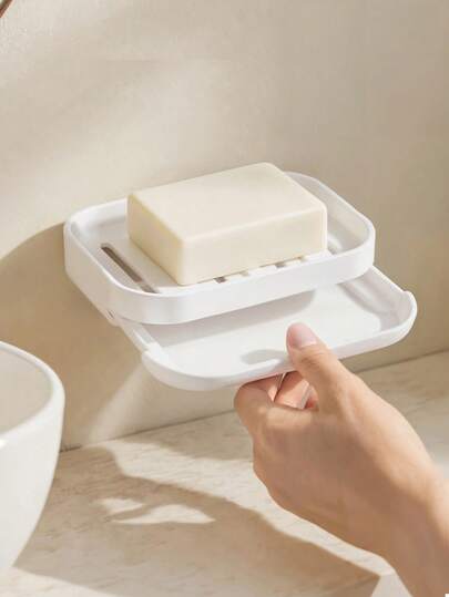 Double Layer Drain Soap Dish, Wall Mounted Self-Draining Soap Holder, Bathroom Shower Space Saving Easy Clean Soap Rack