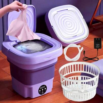  EdvElla Lavadora Compacta, Máquina de limpieza para vehículos, fácil de almacenar, eficiente en espacio, ideal para hogar y viajes, lavado individual para lencería, medias y otras prendas, regalo para el Día de la Madre, obsequio para mamá en el Día de la Madre Elige entre 3 colores: rosa, morado, verde