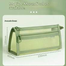 1pc Transparent Thick Mesh Double-Layer Pencil Case, Extra Large Capacity Easily Fits All Exam Stationery - Single Piece - View 14