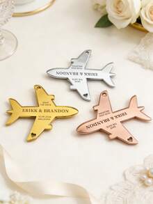 1pc Personalized Aeroplane Save The Date Magnet , Customize Text,Wedding Plane Acrylic For Destination & Travel Theme Weddings,Aeroplane Save The Date Fridge Magnet, Acrylic Destination Wedding Keepsake Invitation - Multicolor - View 4