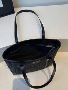 2026 New Retro Chic Leopard Print Tote Bag, High-Quality Women's Handbag, Versatile Large Capacity Underarm Bag - Black - View 4