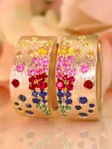 1 Đôi bông tai vòng đính đá Cubic Zirconia xinh xắn dành cho nữ, thích hợp làm quà tặng dự tiệc, lễ đính hôn, kỷ niệm, ngày Valentine. - 1 # - Xem 7