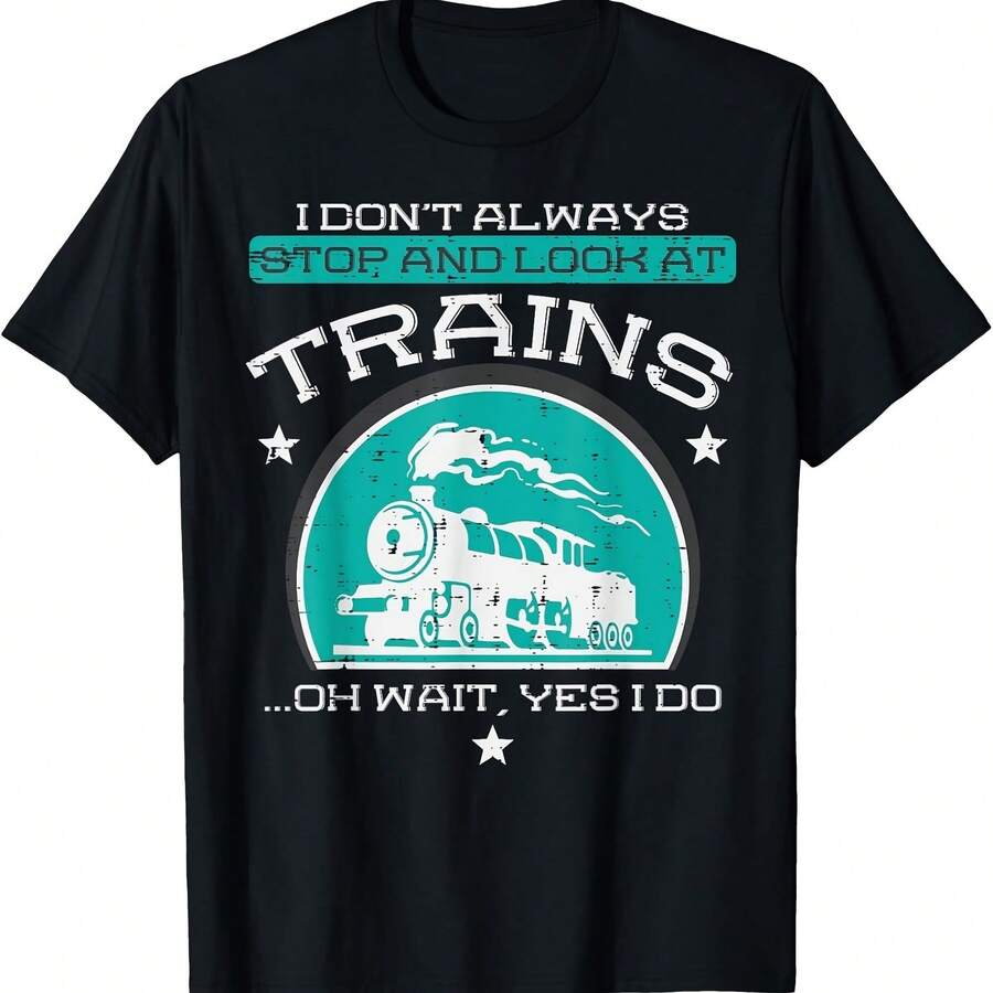 Camiseta para hombre y niño "No siempre me detengo a mirar los trenes y las locomotoras" - Negro 1 - Ver 1