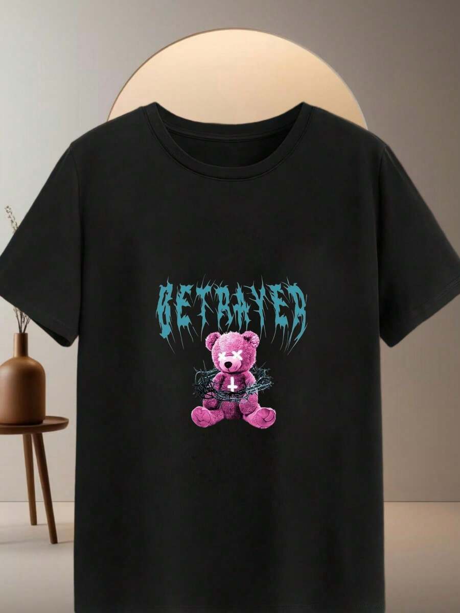 Neutral Black T-Shirt, 220g, 100% Cotton, "Tic Tac Among Us" Pattern, Casual & Stylish - Negro - Ver 1