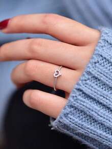 1 pieza Anillo de circonita cúbica de moda para mujer, regalo del Día de San Valentín, joyería para fiesta de aniversario de boda - 1# - Ver 4