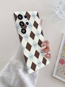 1个菱形蝴蝶结透明极简软壳，兼容三星Galaxy S22/S23/S24 Ultra、M36/S25 Ultra/A56 5G/S22+手机，原创手绘软保护套，防震设计，送给女朋友的礼物 - 彩色 - 查看 2