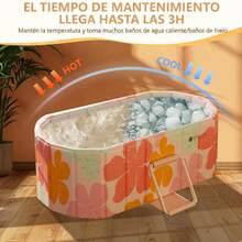 Bañera rosa independiente integrada con tapa, bañera plegable portátil para adultos, fácilmente plegable sin necesidad de inflarla, adecuada para viajes y espacios reducidos. - A - Ver 9