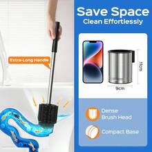 Toilet Bowl Brush Set: Compact Space-Saving Design With Hidden Holder For Small Bathrooms, Apartments & RVs - Bathroom Cleaning Accessories - Rustproof Toilet Scrubber Cleaner Kits Silver - Default - View 3
